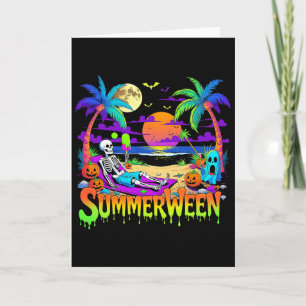 Tarjeta Fantasma de la playa esqueleto de Summerween diver
