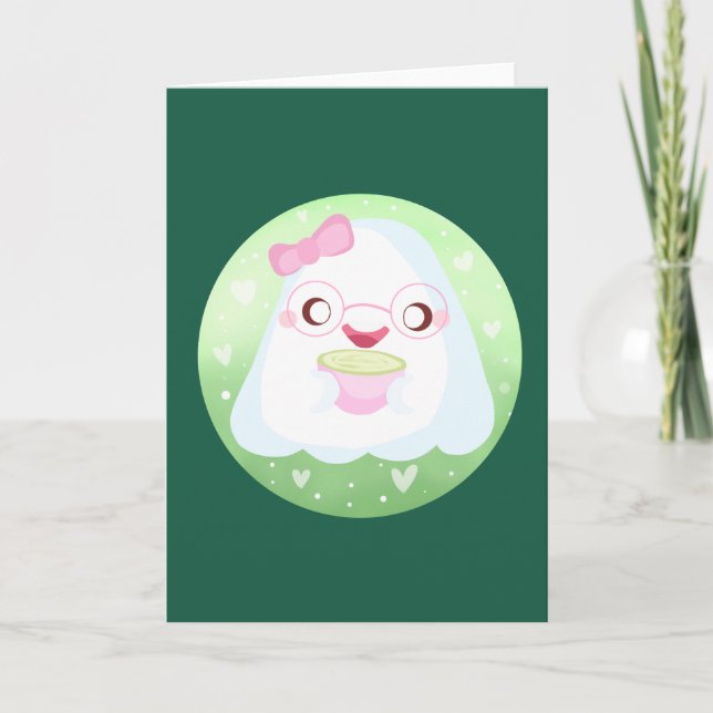 Tarjeta Fantasma de Matcha Latte Adorable (Anverso)