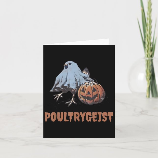 Tarjeta Fantasma de pollo de Halloween (Anverso)