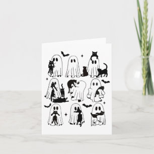 Tarjeta Fantasma divertida sostiene un gato negro flojo Sp