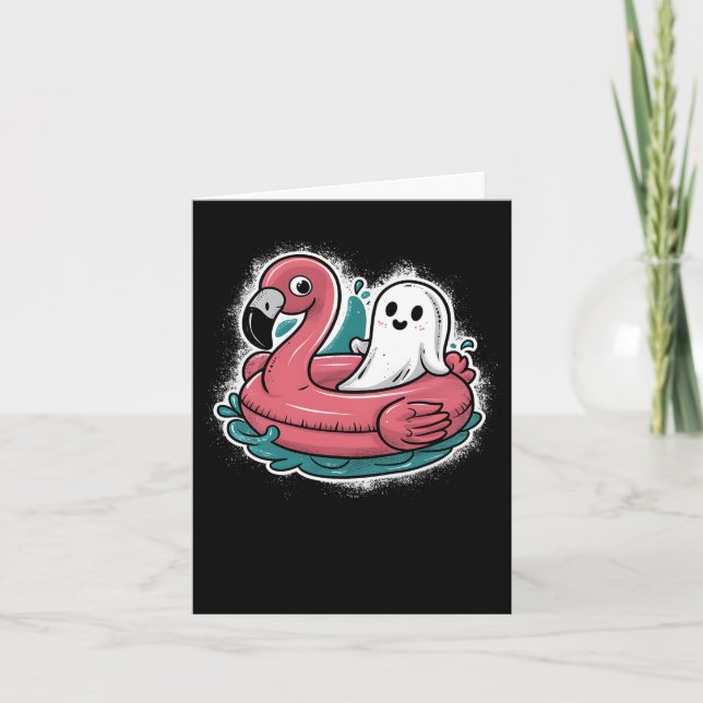 Tarjeta Fantasma En Una Piscina Divertido Tembloroso Veran (Anverso)