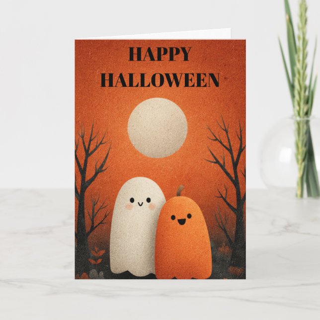 Tarjeta Fantasma espeluznante de Halloween (Anverso)