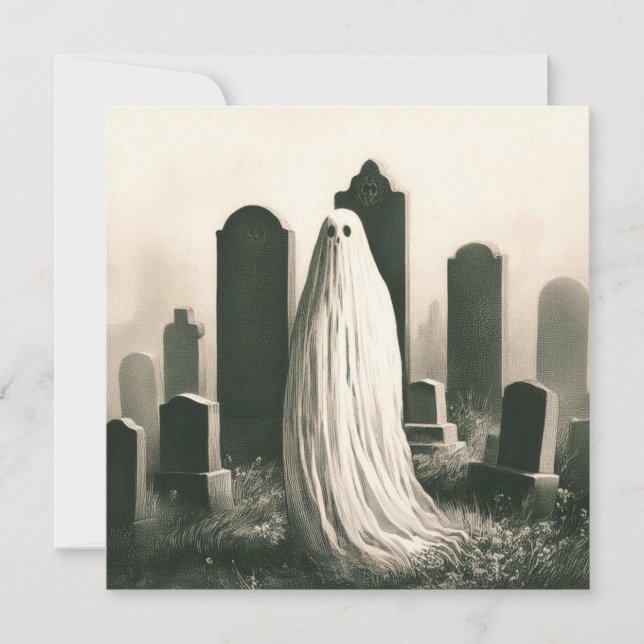 Tarjeta Fantasma espeluznante en el cementerio de terror v (Anverso)