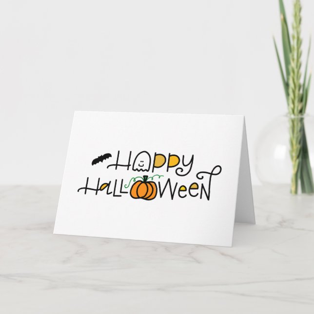 Tarjeta Fantasma feliz de Halloween (Anverso)