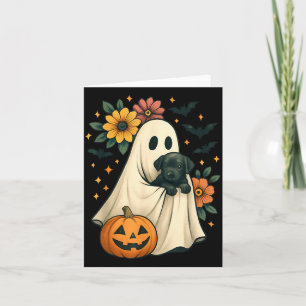 Tarjeta Fantasma Floral Perro Negro Coqueta Halloween Dive