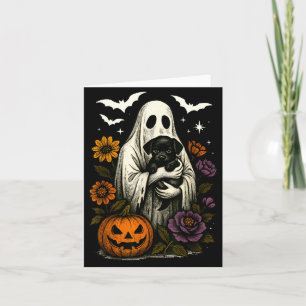 Tarjeta Fantasma Floral Perro Negro Coqueta Halloween Dive