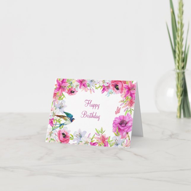 Tarjeta Fantasma floral rosa (Anverso)