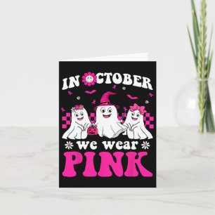 Tarjeta Fantasma Groovy Rosa Halloween Conciencia del Cánc
