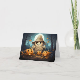 Tarjeta Fantasma Halloween y Calabaza