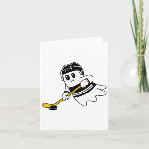 Tarjeta Fantasma Jugando Hockey sobre Hielo Halloween Disf