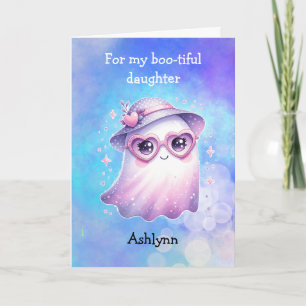 Tarjeta Fantasma lindo con gafas Halloween hija
