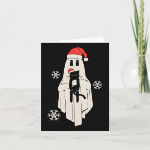 Tarjeta Fantasma Lindo Con Sombrero De Santa Sosteniendo G