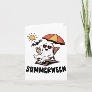 Tarjeta Fantasma Lindo y Espeluznante de Summerween con Vi