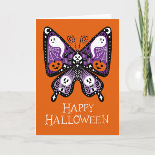 Tarjeta Fantasma mariposa feliz de Halloween