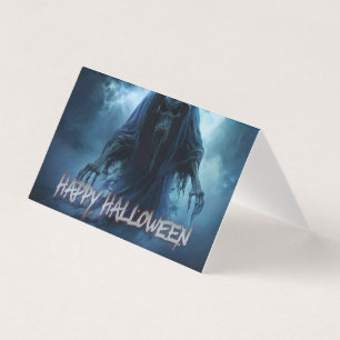 Tarjeta Fantasma negro en un paisaje infernal - Halloween