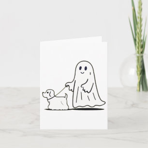 Tarjeta Fantasma Perro caminante Ghostie Gracioso Hallowee