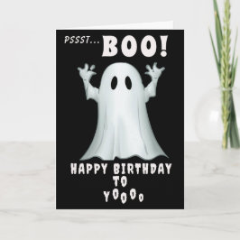 Tarjeta Fantasma retro negro halloween Cumpleaños