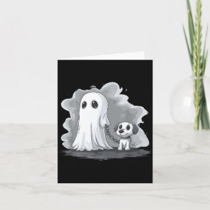 Tarjeta Fantasma sosteniendo cachorro de perro disfraz div