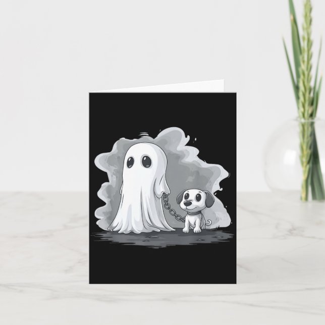 Tarjeta Fantasma sosteniendo cachorro de perro disfraz div (Anverso)