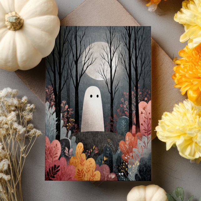 Tarjeta Fantasma suave en la acuarela de Halloween (Subido por el creador)