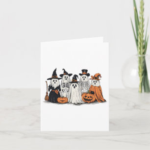 Tarjeta Fantasma Y Amigos En Los Vestidos Caen En Hallowee