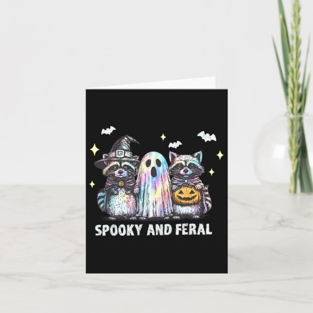 Tarjeta Fantasma Y Férreo Racco Halloween Raccoon Ghost T (Anverso)