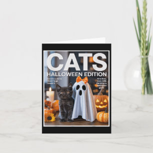 Tarjeta Fantasma Y Gato Negro Gracioso Halloween Zine Paro
