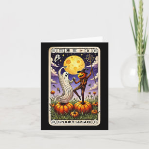 Tarjeta Fantasma Y Skeleton Bailando Gracioso Tarot De Hal