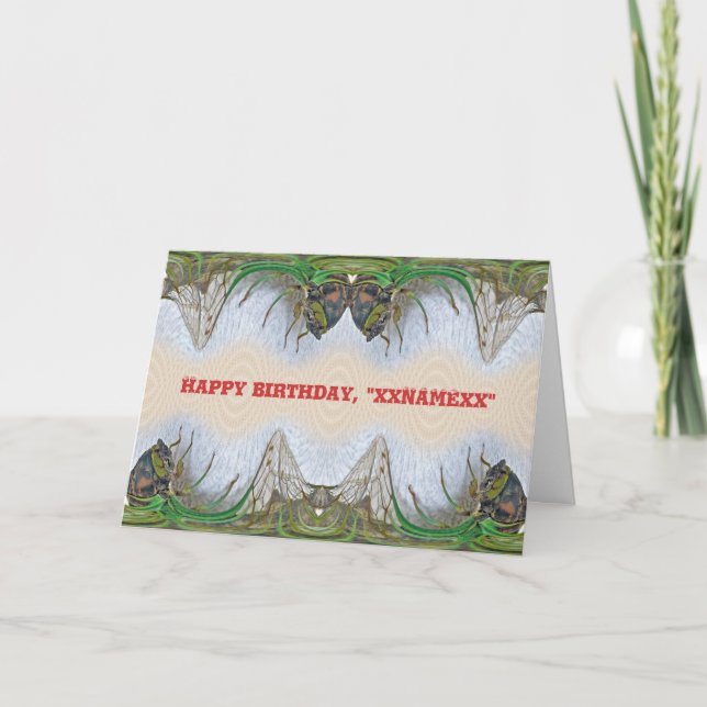 Tarjeta Fantasmágico Cumpleaños Cicada para Personalizar (Anverso)