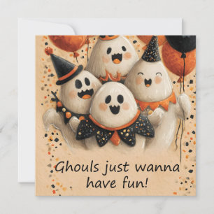 Tarjeta Fantasmas de Halloween cortos con texto