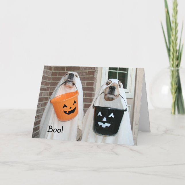 Tarjeta Fantasmas de Halloween de Golden Retriever (Anverso)