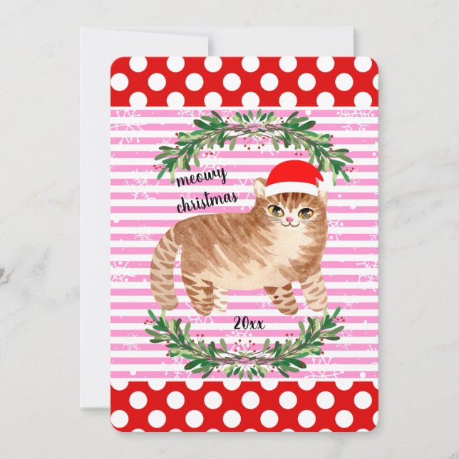 Tarjeta Fantasmas de nieve rosadas rojas Feliz Navidad (Anverso)