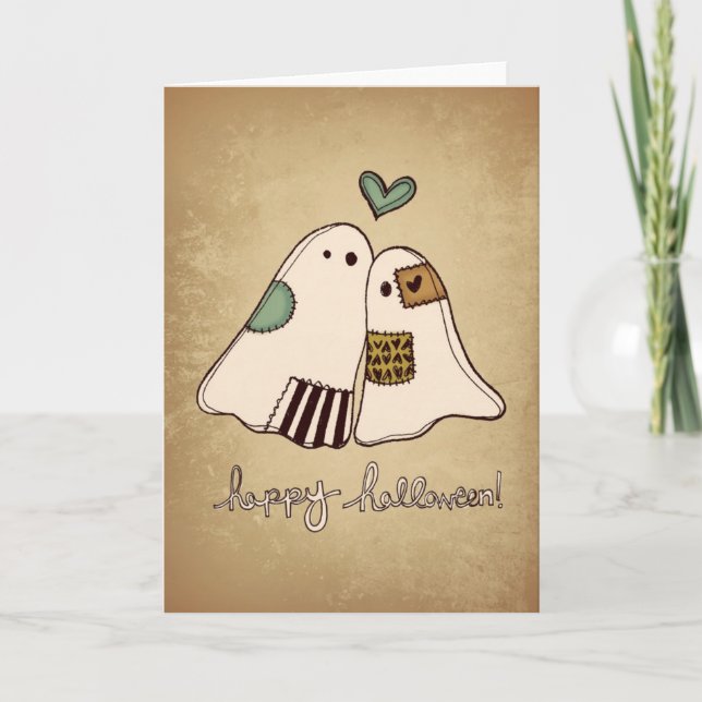 Tarjeta fantasmas del feliz Halloween (Anverso)