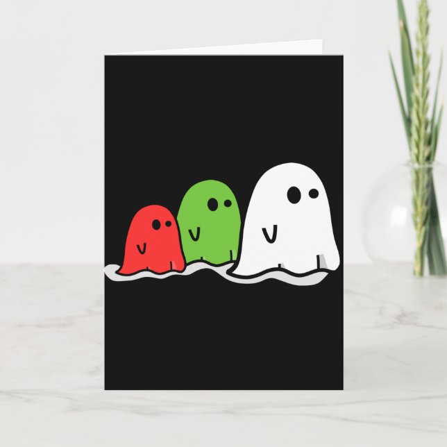 Tarjeta Fantasmas italianos Kawaii del feliz Halloween (Anverso)