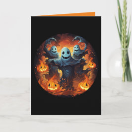 Tarjeta Fantasmas y calabazas de calabazas de Jack-O-Lante