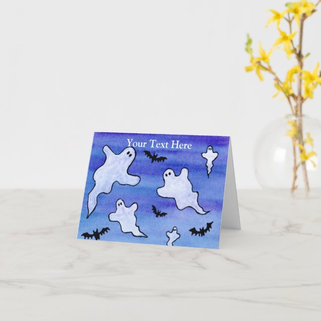 Tarjeta Fantasmas y murciélagos (flor amarilla)