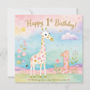 Tarjeta Fantástico Cumpleaños de Jirafa por Primera Vez Ma