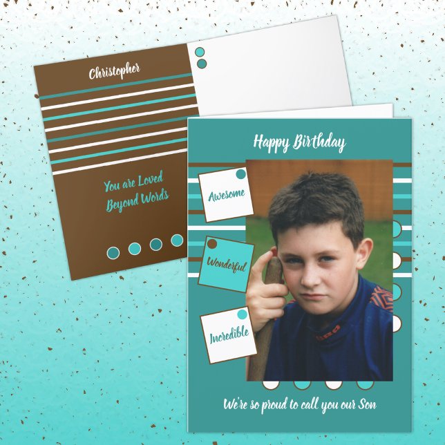 Tarjeta Fantástico cumpleaños verde azulado y blanco (Subido por el creador)
