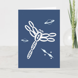Tarjeta Fantasy Dragonfly and OuterSpace Rift, blue, white