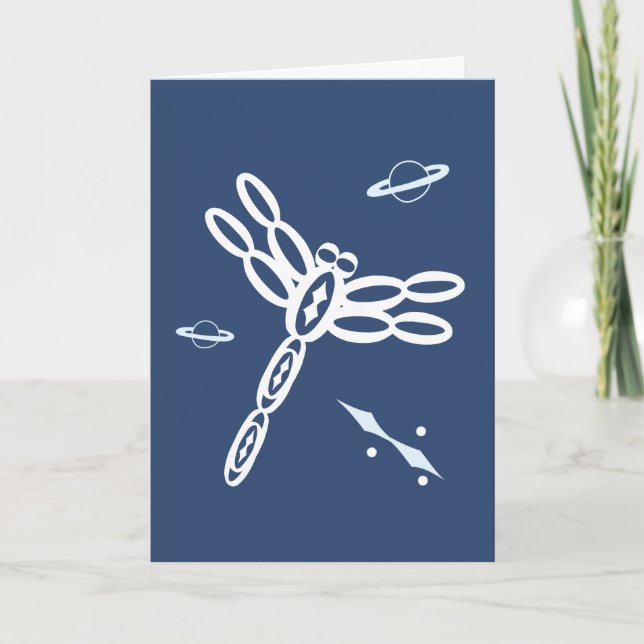 Tarjeta Fantasy Dragonfly and OuterSpace Rift, blue, white (Anverso)