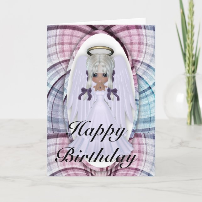 Tarjeta Fantasy Little Angel Happy Birthday Greet Card (Anverso)