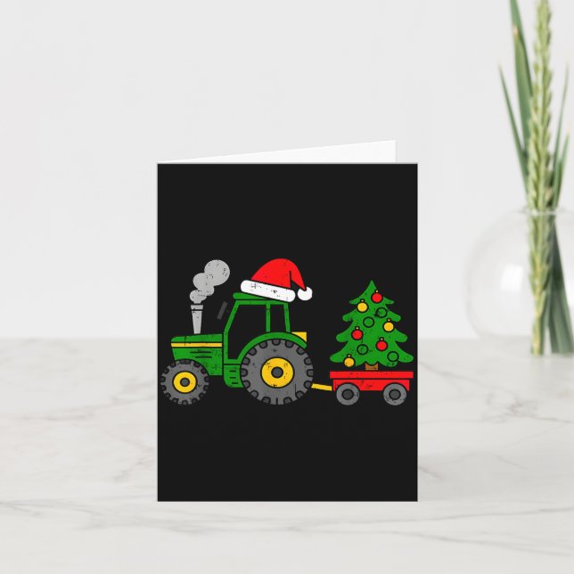 Tarjeta Farm Christmas Tractor Tree Xmas Truck Boys Kids T (Anverso)