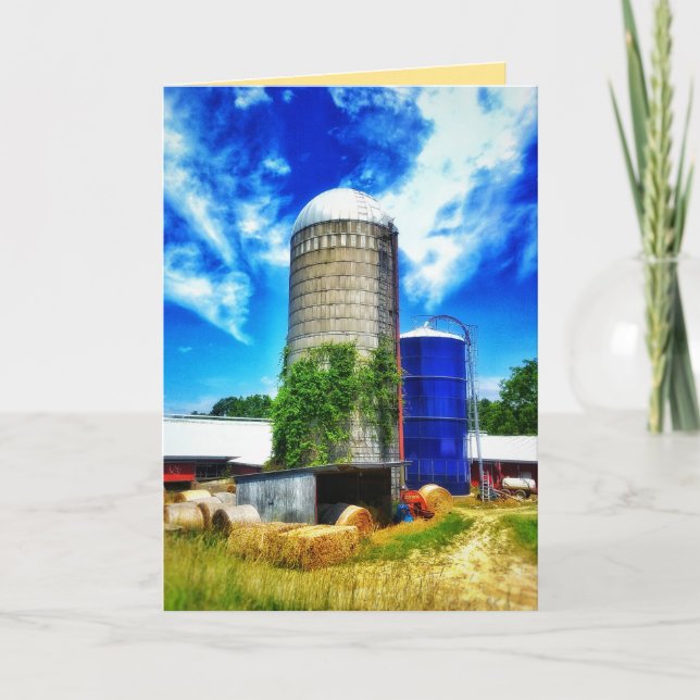 Tarjeta Farm silos & hay bales in Davisburg, MI (Anverso)
