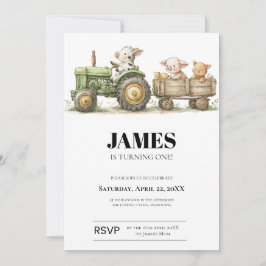Tarjeta Farm Tractor Birthday Invitation | Barnyard Animal