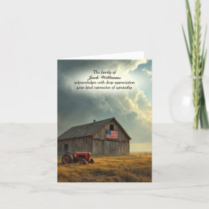 Tarjeta Farm Tractor y Barn for Sympathy Gracias