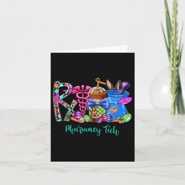 Tarjeta Farmacy Tech Coffee Bunny Easter Day Pharmacist (Anverso)