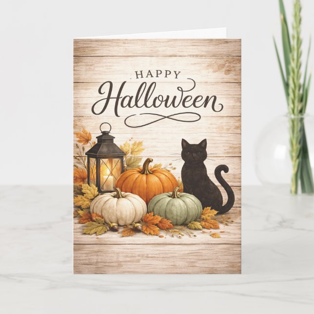 Tarjeta Farmhouse Colorful Pumpkins Halloween (Anverso)