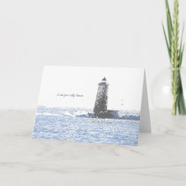 Tarjeta Faro Costero y Tema Náutico del Océano Atlántico