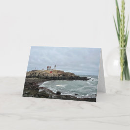 Tarjeta Faro de Nubble Foto Saludo en blanco