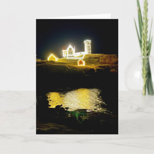 Tarjeta Faro de Nubble Foto Saludo en blanco